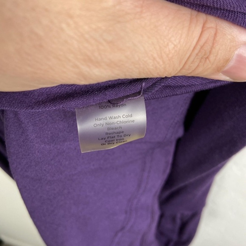 Talbots Wrap Dress Women's Sz Petite 8 Jersey Knit purple Short Sleeve knee lngt - Picture 5 of 5